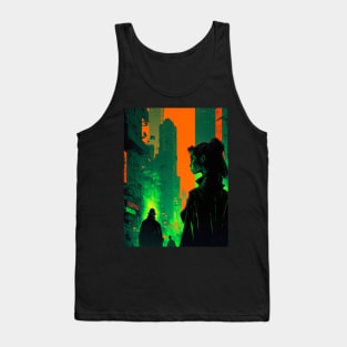 Cyberpunk neon city Tank Top